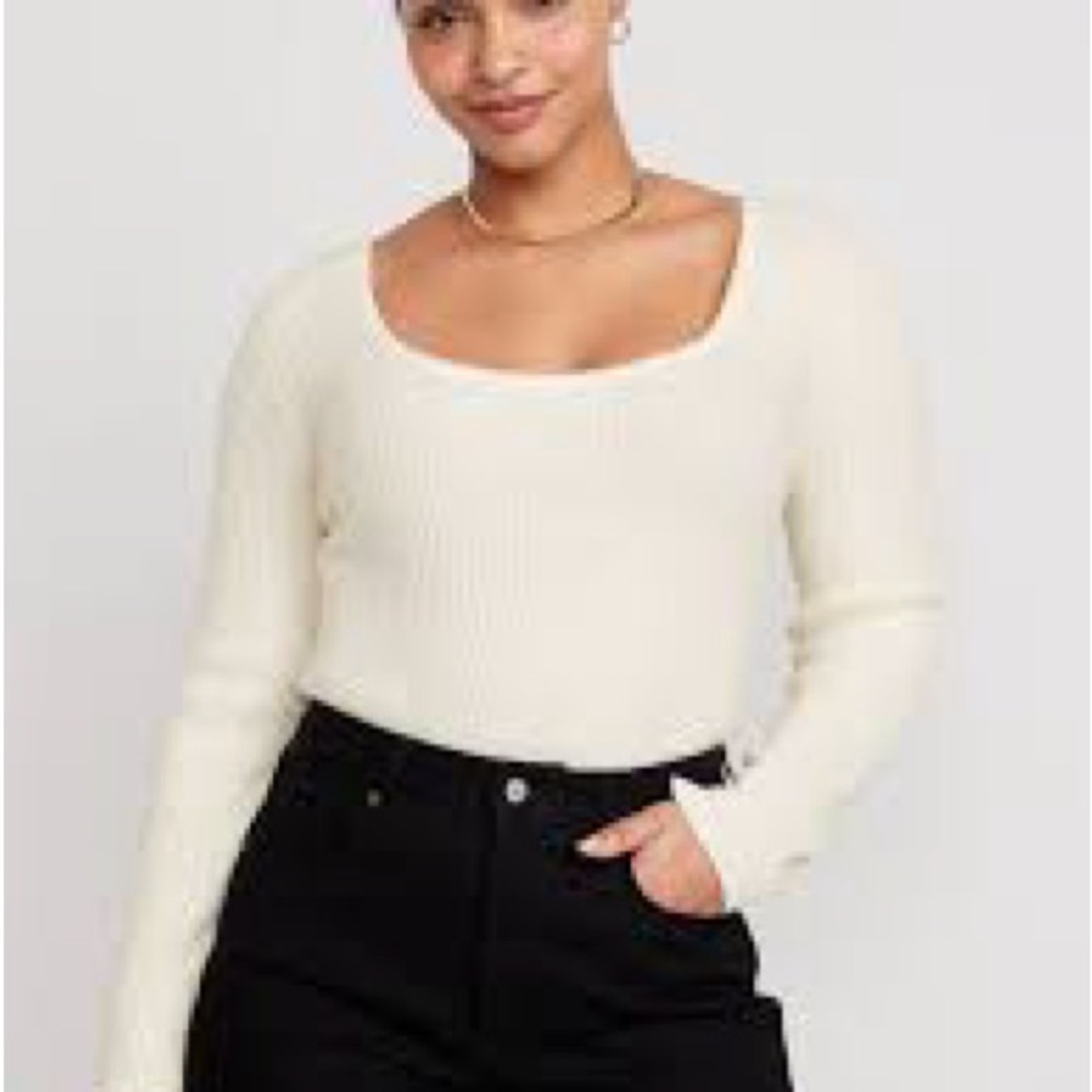 NWT Ribbed Square Neck Top - Picture 4 of 5